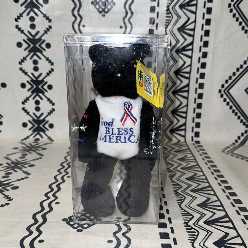 Dale Earnhardt God Bless America‎ beanie baby 2001 23 KARAT GOLD 'n BEARS & Case